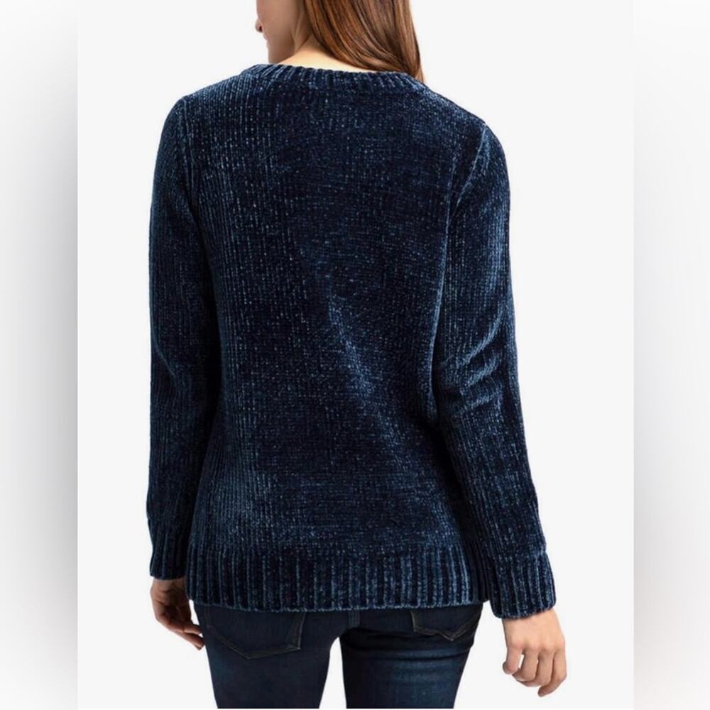 Orvis Dark Blue Classic Crewneck Knit Chenille Pullover Sweater Size L - Picture 2 of 10